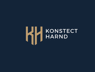 KH. Monogram of Two letters K and H. Luxury, simple, minimal and elegant KH logo design. Vector illustration template.
