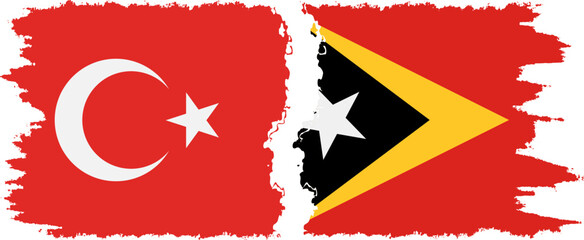 Timor-Leste - East Timor and Turkey grunge flags connection vecto