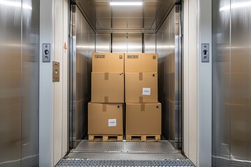 the boxes are in the elevator