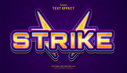 decorative neon thunder strike editable text effect vector design