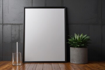 3d mockup banner on frame wall