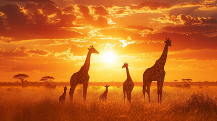 giraffes in the african savannah
