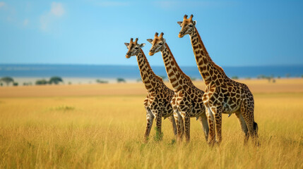 Fototapeta premium giraffes in the african savannah 