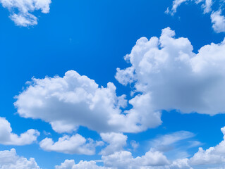 Naklejka na ściany i meble Blue sky background with tiny clouds. Abstract background. Nature background. landscape with blue sky and white clouds in the spring, nature series.