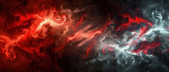 a red and a black background with red and white swirls on the left side of the image and a black background with red and white swirls on the right side of the left side.