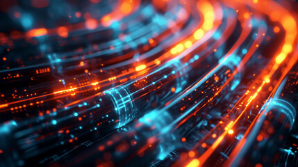 Glowing data cables transferring information background
