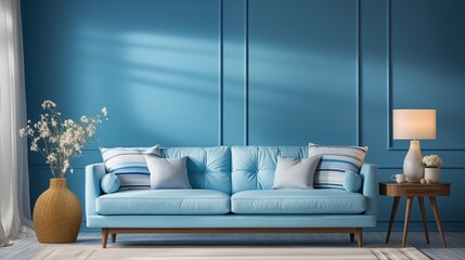 Sleek Blue and White Sofa Design
