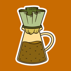 Manual Brewing Hand Drawing Vector Illustration