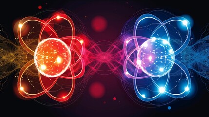 Subatomic proton particle collision for nuclear fusion concept in scientific research - obrazy, fototapety, plakaty