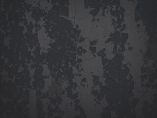 Faded dark background texture. Peeling paint on a concrete wall. Dark texture of old cracked flaking paint. Weathered rough painted surface with patterns of cracks. Shaded grunge background for design