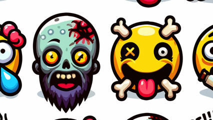 A set of 12 zombie style emoticons.