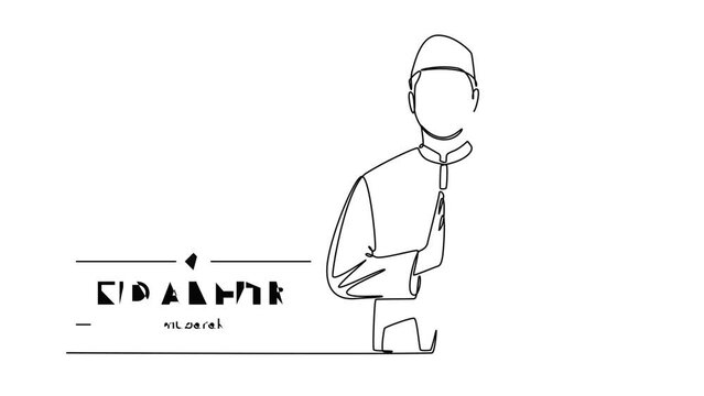 Self drawing animation of one single line draw Eid al-Fitr concept. Full length animation illustration.