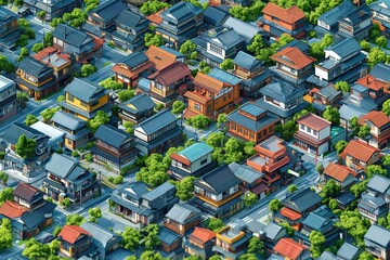 This photo shows a rich and bustling cityscape with numerous houses scattered throughout.