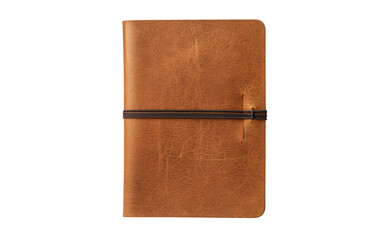 Brown Leather Notebook With Black Cord. A photo of a brown leather notebook with a black cord lying...