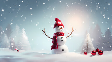 Naklejka na ściany i meble Sweet smile of Christmas snowman
