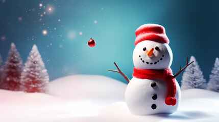 Fototapeta premium Sweet smile of Christmas snowman