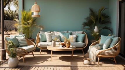 Teal and Cream Outdoor Lounge