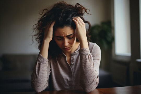 Depressed woman in melancholic state mental health issues and personal inner crisis generative ai concept