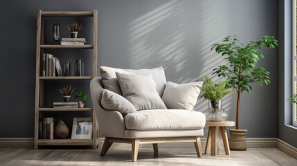 White Accent Chairs with Light Gray Cushions