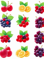 A photo of very beautiful colorful fruits set Generative AI