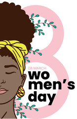 Vector poster for International Women's Day, Woman illustration, March 8