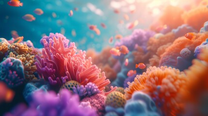 Close Up Colorful Coral Reef, beautiful sea coral, - obrazy, fototapety, plakaty