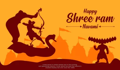 Fotobehang Vector Shree ram navami celebration poster design. © chandon