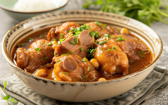 Braised pork trotters with soybeans,created with Generative AI tecnology.