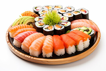 Sushi roll set - Japanese food style on white background