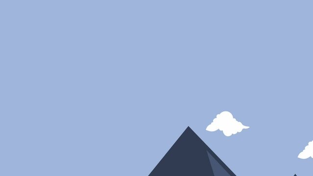 animated mountain view with white clouds above it