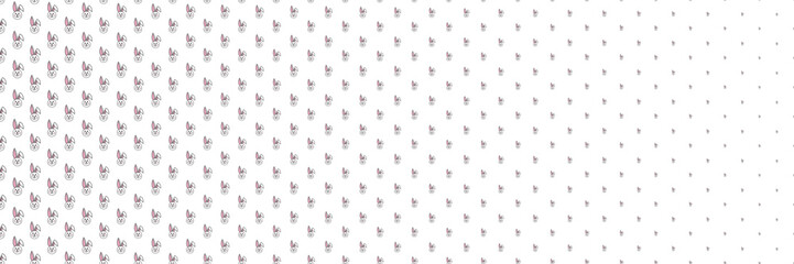 Blended  doodle black rabbit line on white for pattern and background, halftone effect, Easter's day concept.