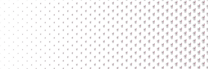 Blended  doodle black rabbit line on white for pattern and background, halftone effect, Easter's day concept.