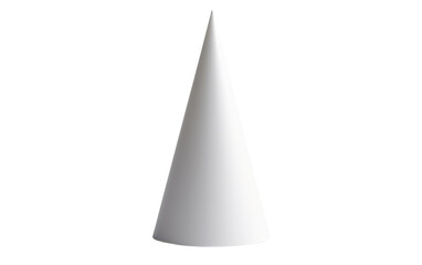 White Cone Shaped Object. A white cone shaped object is placed on a white background, creating a simple and minimalist composition. Isolated on a Transparent Background PNG.