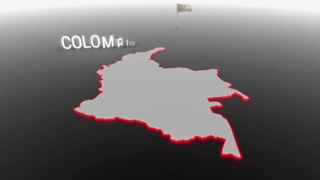 3d animated map of Colombia gets hit and fractured by the text “Climate Crisis”
