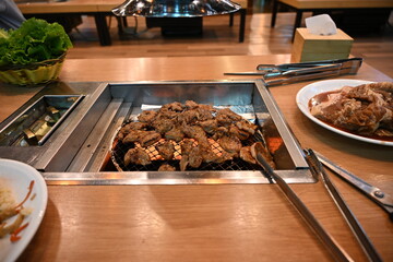 고기 숯불 가스 불 