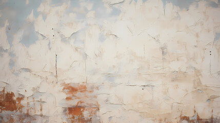 Cracks in cement wall, detailed close-up of cracked broken wall with peeling paint