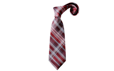 Plaid tie. A photo showcasing a red and white tie with a neatly tied knot. Isolated on a Transparent Background PNG.