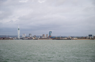Fototapeta premium Portsmouth harbour on a stormy day in summer