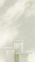 3D rendering mockup of a concrete texture podium product against a white background in portrait