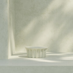 Minimal 3d rendering mockup concrete texture podium product in square beige background