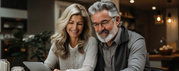 Elderly Seniors Reviewing Finances on Tablet Generative AI