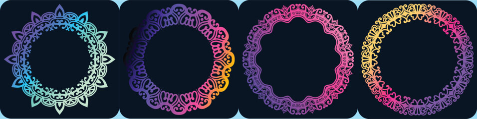 abstract mandala frame, circle art design, floral mandala circle elements. 