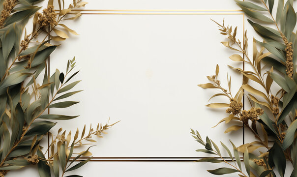 floral framing border mock-up invitation card elegant design