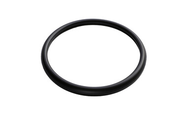 Black Rubber O Ring o. A black rubber O ring placed on a clean white background, showcasing its circular shape and material. Isolated on a Transparent Background PNG.