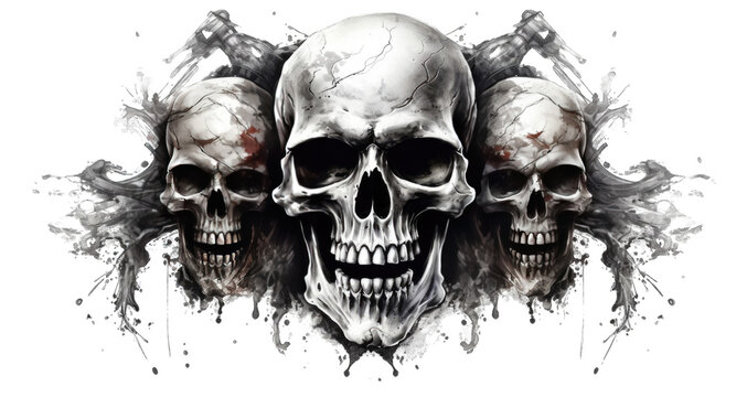 3d pirate skull png / transparent
