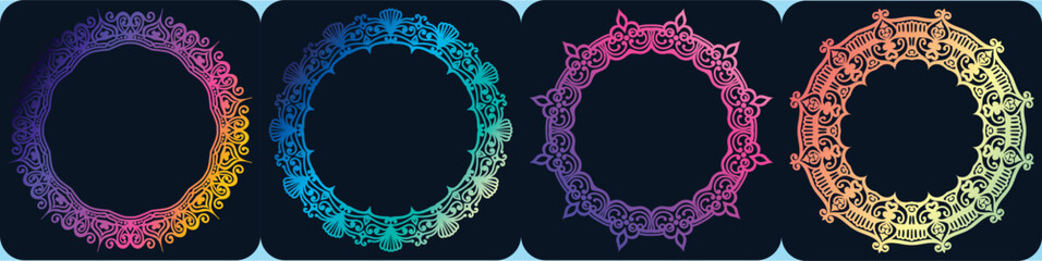 art circle elements border design. decorative art frame illustration.