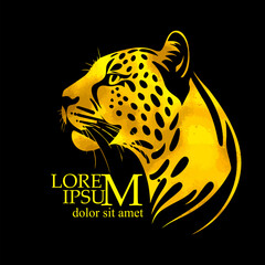 Cheetah yellow logo. hand drawing. Not AI, Vector illustration