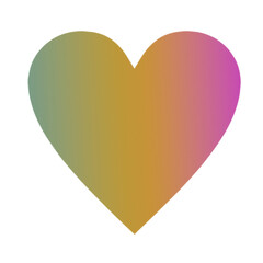 Abstract pastel colors holographic blurred grainy gradient heart on transparent background. 
