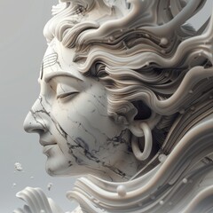 god shiva face made of white marble on white background