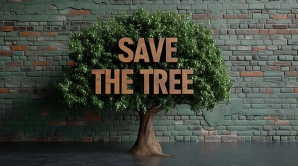 SAVE THE TREE font on tree